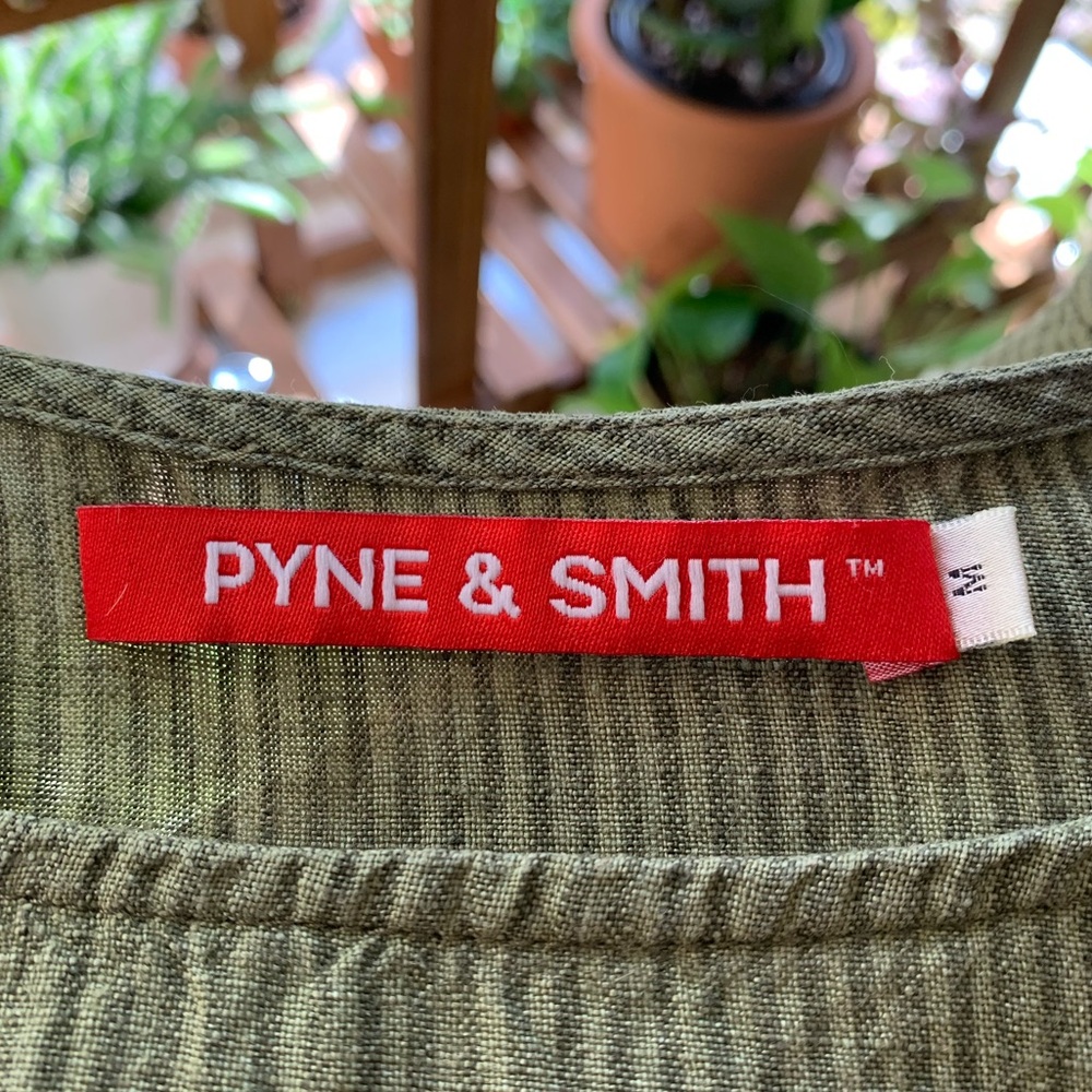 Pyne and Smith Linen Shift Dress in Fern Stripe, size Medium - Picture 5 of 9